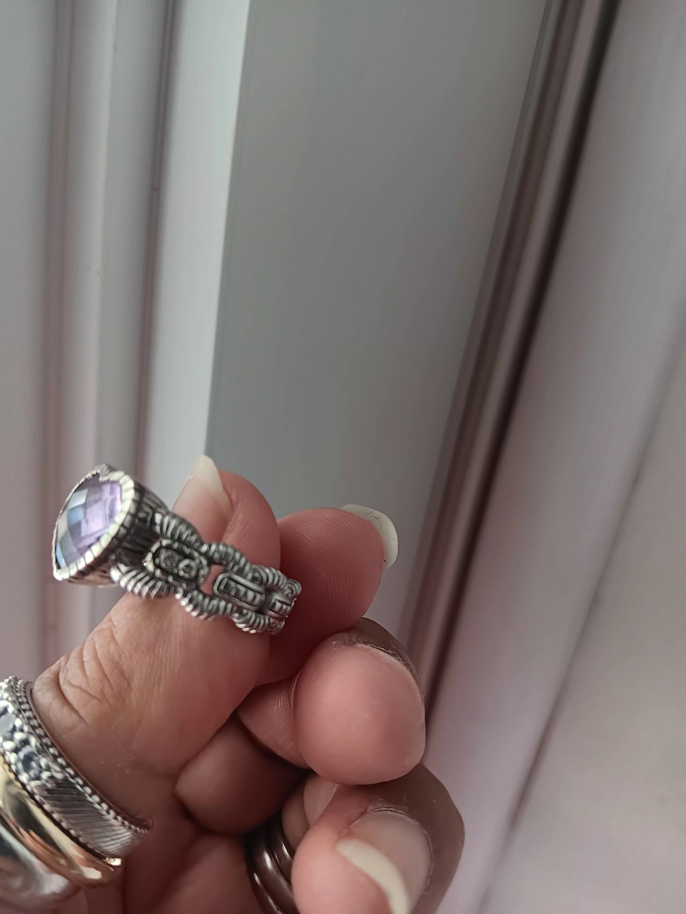 Judith Ripka Silver Ring with Teardrop Lavender Amethyst - Picture 4 of 6